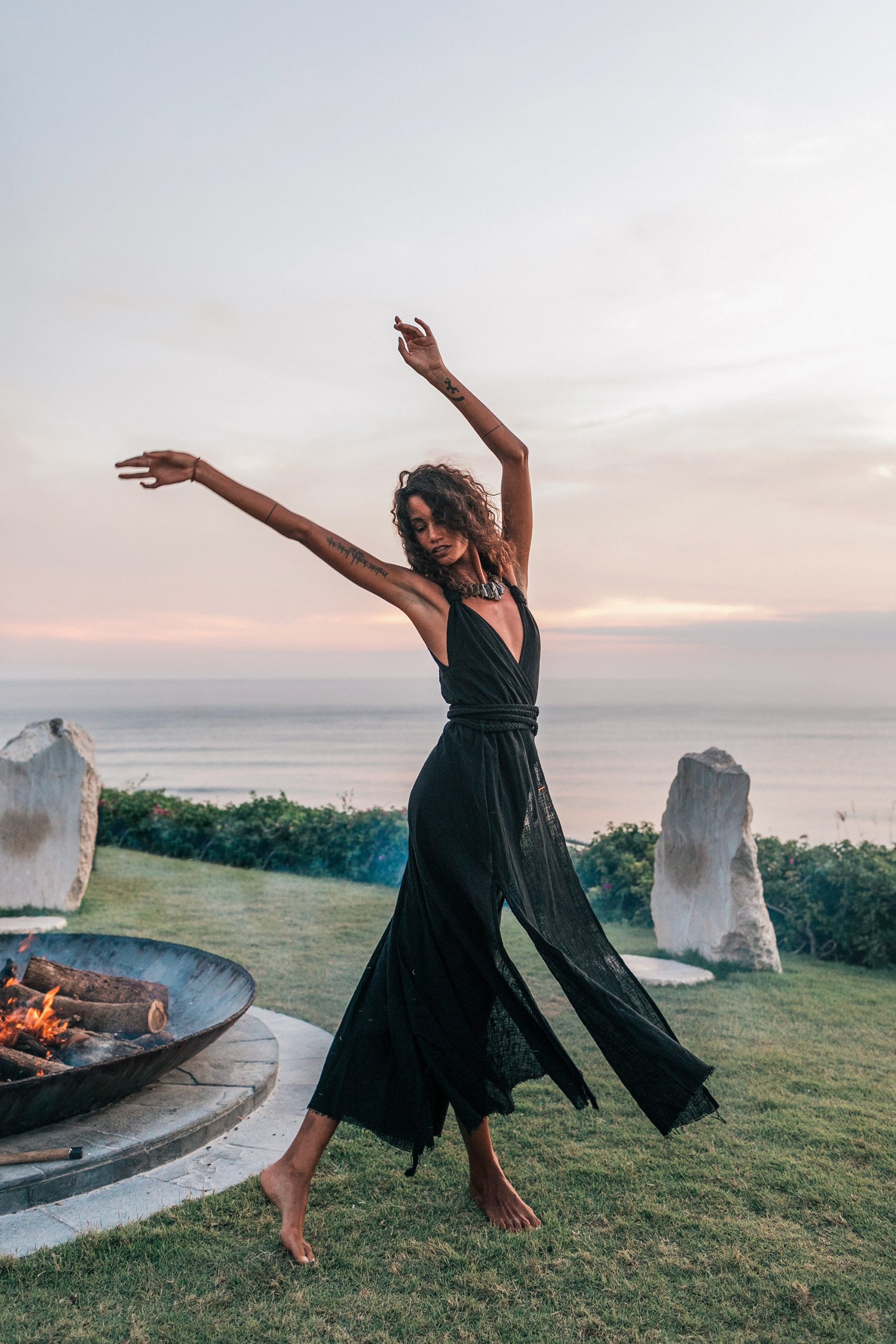 Black Boho Goddess Dress Gypsy Priestess Back Laces Black Boho Goddess Dress Gypsy Priestess Back Laces