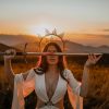 Off White Open Angel Sleeve Dress Boho Bridal