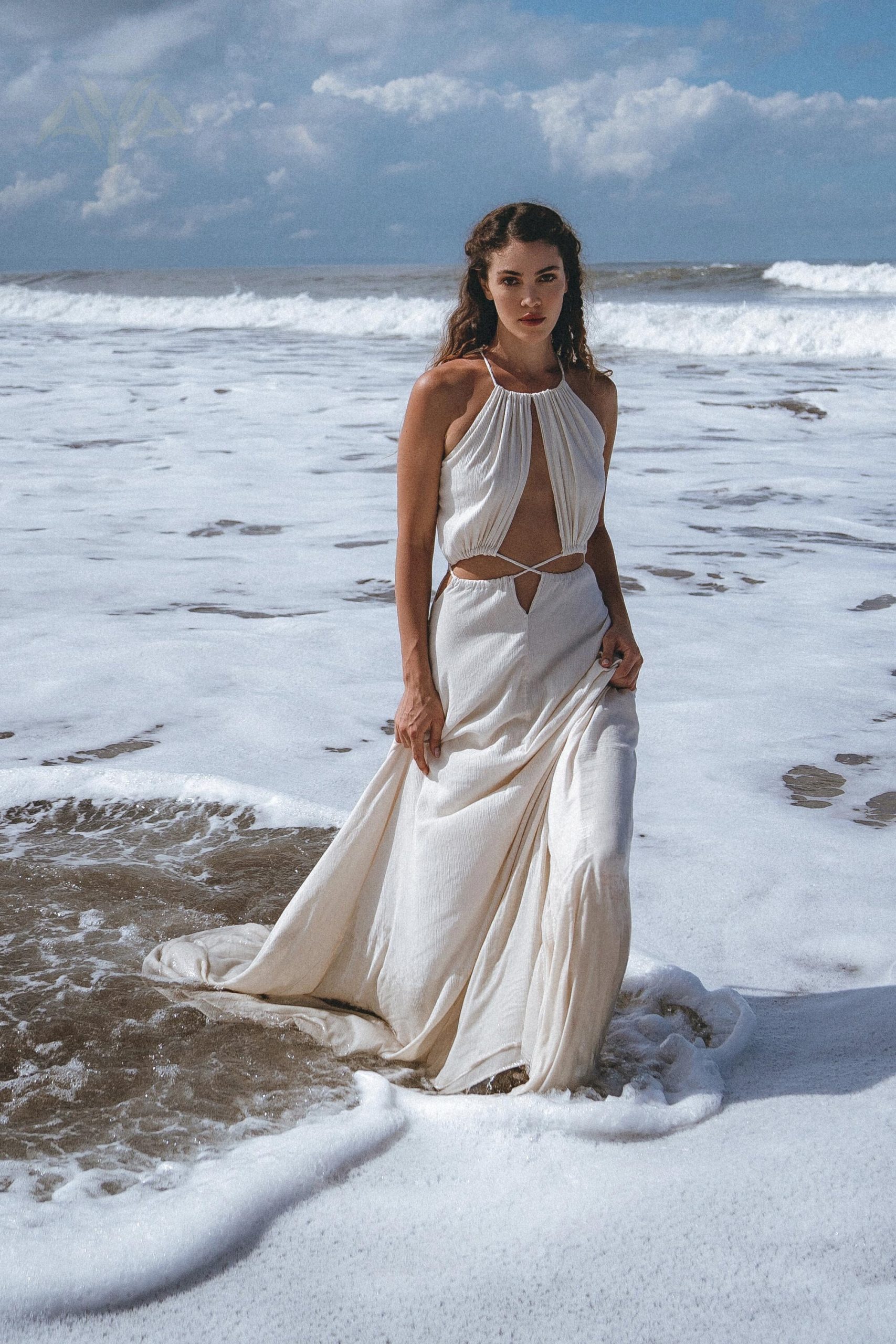Off White Boho Wedding Dress Minimalist Summer Bridal
