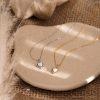 Dainty Opal Heart Necklace Minimalist White Delicate Love